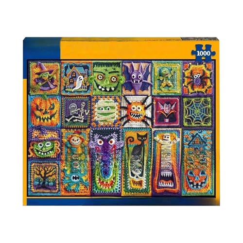 Jukeoiu Halloween Häkel Puzzle | Horror Halloween Puzzle Deko Mit Poster - Kunsthandwerkliches Geduldspiel für Wand Bücherregal Party Wohnzimmer Jukeoiu Halloween Häkel Puzzle | Horror Halloween Puzzle Deko Mit Poster - Kunsthandwerkliches Geduldspiel für Wand Bücherregal Party Wohnzimmer von Jukeoiu