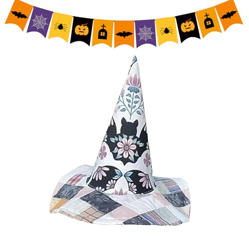 Jukeoiu Hexenhüte für Frauen – Vintage Halloween gesteppt Hexenkostüm Hut | Landschaftskostüm ausgefallene Kopfbedeckung für Mädchen Damen Festival Urlaub Weihnachten Cosplay Events Bühne Karneval von Jukeoiu