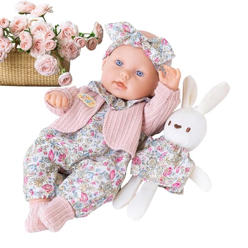 Jukeoiu Lebensechte Reborn Babypuppe, Ganzkörper Realistische Augen Offene Baby Mädchen Real Life Neugeborene Babypuppe, Die Echt Aussehen Baby 12in von Jukeoiu