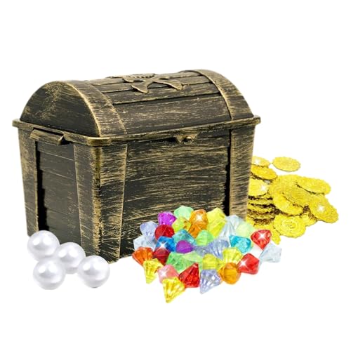 Jukeoiu Schatz Pool Spielzeug | Bunte Edelsteine Mit Piratenschatzkiste | Lernspiel Mit Tauchspaß Für Kinder Vorschule Aktivitäten Gartenpool Unterwasserwelt von Jukeoiu