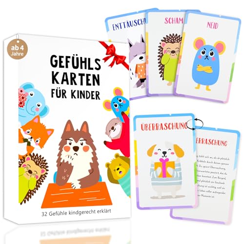 Gefühlskarten für Kinder [32 Lernkarten + Erklärtexte] - Emotionskarten zur Förderung der Emotionalen Entwicklung und EIN Gutes Gefühl - Gefühlsmonster Karten ab 4 Jahren für Familie, Kita, Schule von Jukibole