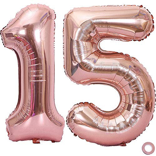Juland Luftballon Zahl 15. Geburtstag XXL Riesen Folienballon Zahl Rosegold Geburtstag Folienballon Helium Folie Pinke Luftballons für Geburtstag Jubiläum 40 Zoll - Riesenzahlen #15 Juland Luftballon Zahl 15. Geburtstag XXL Riesen Folienballon Zahl Rosegold Geburtstag Folienballon Helium Folie Pinke Luftballons für Geburtstag Jubiläum 40 Zoll - Riesenzahlen #15 von Juland