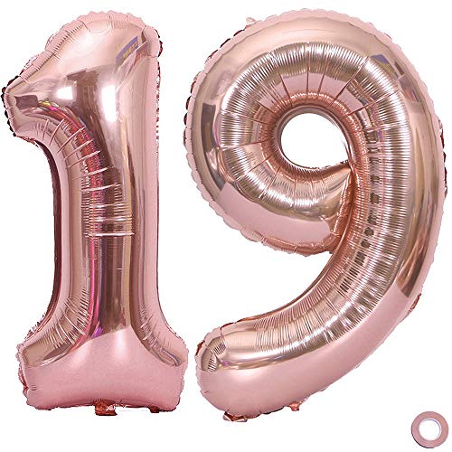 Juland Luftballon Zahl 19. Geburtstag XXL Riesen Folienballon Zahl Rosegold Geburtstag Folienballon Helium Folie Pinke Luftballons für Geburtstag Jubiläum 40 Zoll - Riesenzahlen #19 Juland Luftballon Zahl 19. Geburtstag XXL Riesen Folienballon Zahl Rosegold Geburtstag Folienballon Helium Folie Pinke Luftballons für Geburtstag Jubiläum 40 Zoll - Riesenzahlen #19 von Juland