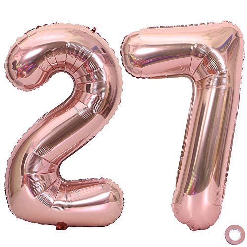 Juland Luftballon Zahl 27 Rosegold Geburtstag Folienballon Helium Folie Pinke Luftballons für Geburtstag Jubiläum 40 Zoll XXL- Riesenzahlen #27 Juland Luftballon Zahl 27 Rosegold Geburtstag Folienballon Helium Folie Pinke Luftballons für Geburtstag Jubiläum 40 Zoll XXL- Riesenzahlen #27 von Juland