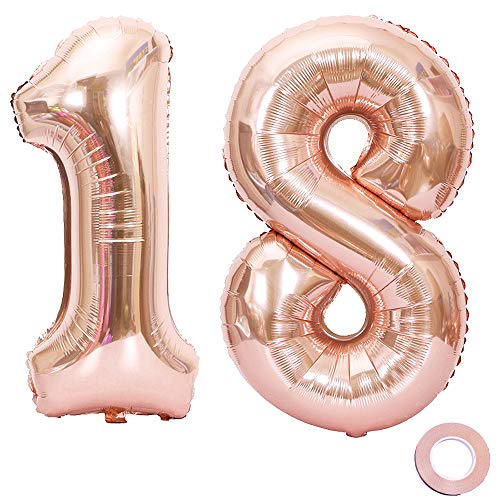 Juland Luftballons 18. Geburtstag XXL Riesen Folienballon Luftballon Zahl 18 Rose Gold Nummer Ballons Große Folienmylar-Ballons 40-Zoll-Riesen-Jumbo-Zahl-Ballons für 18. Geburtstagsfeierdekorationen Juland Luftballons 18. Geburtstag XXL Riesen Folienballon Luftballon Zahl 18 Rose Gold Nummer Ballons Große Folienmylar-Ballons 40-Zoll-Riesen-Jumbo-Zahl-Ballons für 18. Geburtstagsfeierdekorationen von Juland