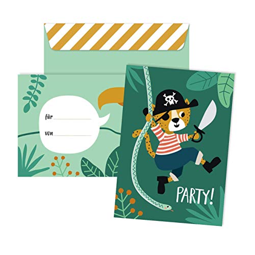 Julica Einladungskarten Kindergeburtstag | 6 Karten mit Umschlag | 6er Set | Geburtstagseinladungen für Jungs und Mädchen (Pirat) von Julica