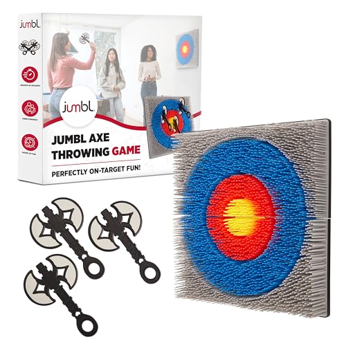 Jumbl Axt-Wurfspiel-Set zur Wandmontage, Borstenziel mit Schaumstoffäxten für Bars, Keller und Spielzimmer, sicheres Spielen für Erwachsene und Kinder, lustige Wanddekoration für Jungenzimmer und Jumbl Axt-Wurfspiel-Set zur Wandmontage, Borstenziel mit Schaumstoffäxten für Bars, Keller und Spielzimmer, sicheres Spielen für Erwachsene und Kinder, lustige Wanddekoration für Jungenzimmer und von Jumbl