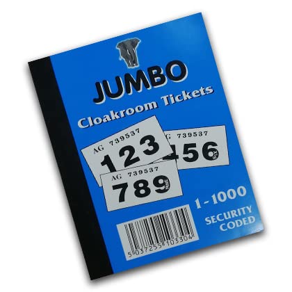 Book of 1000 Raffle/Cloakroom Tickets Coloured Borders - Unique Serial Numbers von Jumbo