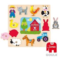 Goula Holzpuzzle Silhouetten Bauernhof, 12-teilig von Jumbo Spiele