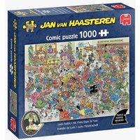 Jumbo 1110100482 - Jan van Haasteren, Ludo Meisterschaft, Mensch ärgere dich nicht, Comic-Puzzle, 1000 Teile von Jumbo Spiele