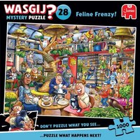 Jumbo 111010506 - Wasgij Mystery 28, Feline Frenzy, Katzenartige Raserei, Comic-Puzzle, 1000 Teile von Jumbo Spiele