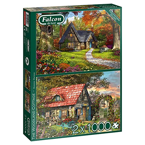 Falcon 11294 The Woodland Cottage-2x 1000 Teile Heart Puzzlespiel, Mehrfarben von Jumbo