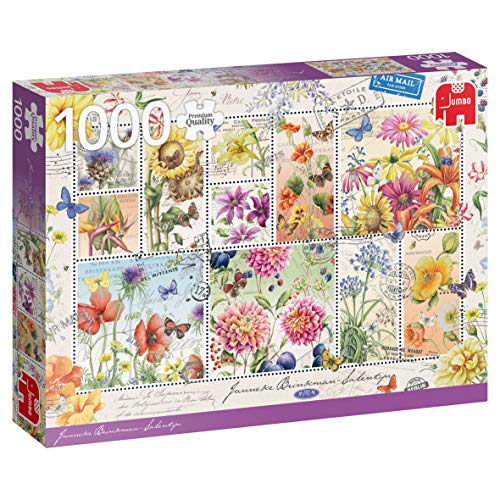 Jumbo Puzzles 18812 Briefmarken Sammlung Sommerblumen-1000 Teile Puzzlespiel, Mehrfarben von Jumbo