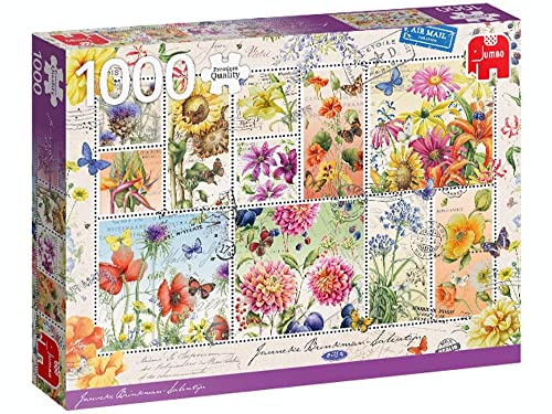 Jumbo Puzzles 18812 Briefmarken Sammlung Sommerblumen-1000 Teile Puzzlespiel, Mehrfarben von Jumbo