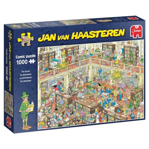Jan van Haasteren Puzzle 1000 Teile - Die Bibliothek – ab 12 Jahren – Comic Puzzle von Galt