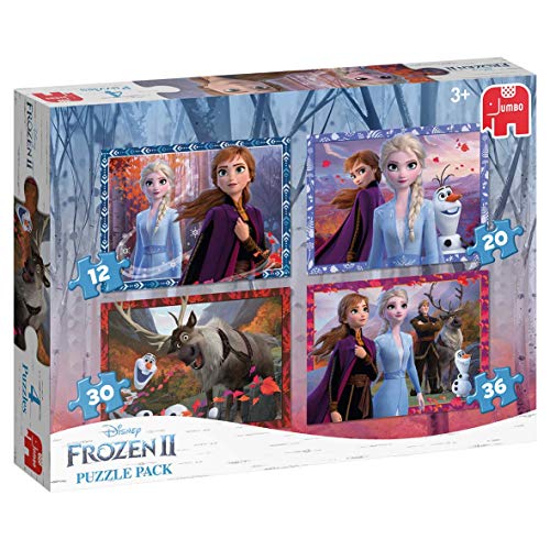 Jumbo 19747 Disney Frozen 2 Eiskönigin 2-4-in-1-Puzzle-Pack, Mehrfarbig, 0 von Jumbo