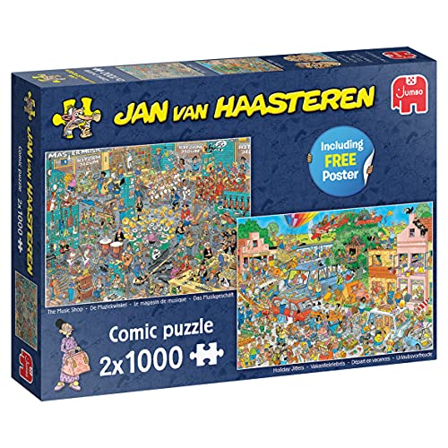 Jan van Haasteren Jumbo Spiele Jan van Haasteren Musik-Shop & Urlaubsfieber 2X 1000 Teile - Puzzle für Erwachsene von Jumbo