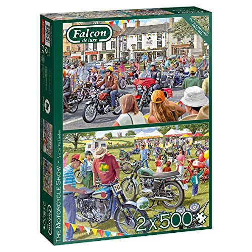 Falcon 11312 The Motorcycle Show-2x500 Teile Puzzlespiel, Mehrfarben von Jumbo