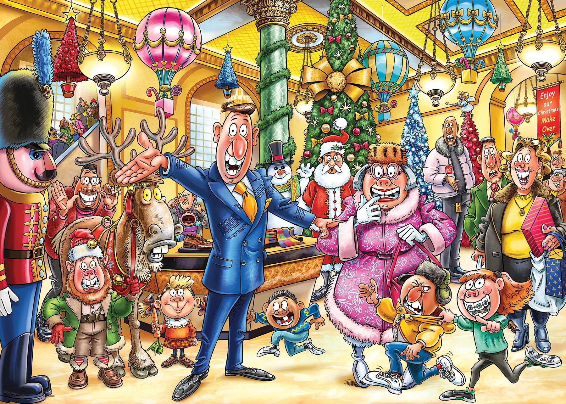 Jumbo 2 Puzzles - Wasgij Christmas 21 - Eine fröhliche Verwandlung! 1000 Teile Puzzle Jumbo-00510 von Jumbo
