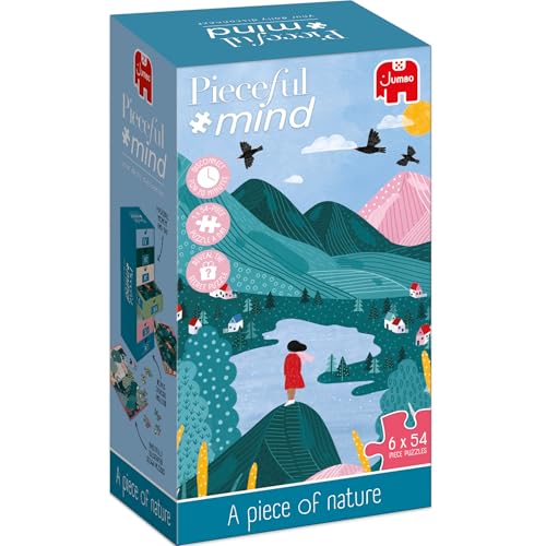 Jumbo Peace by Piece - Pieceful Mind - A Piece of Nature, EIN Stück Natur - 7 Tage 7 Puzzle mit je 54 Teilen, Ausmalbild inkl., für Erwachsende von Jumbo