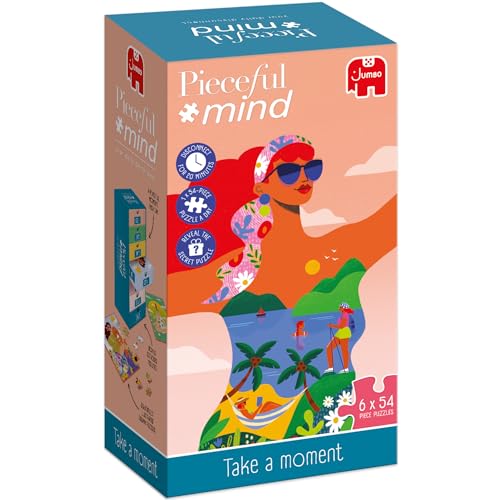 Jumbo Peace by Piece - Pieceful Mind - Take a Moment, Nehme dir einen Moment - 7 Tage 7 Puzzle mit je 54 Teilen, Ausmalbild inkl., für Erwachsende von Jumbo