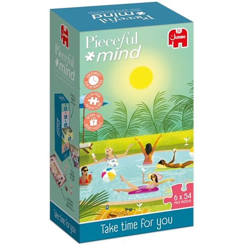 Jumbo Peace by Piece - Pieceful Mind - Take time for You, nehme dir Zeit für Dich - 7 Tage 7 Puzzle mit je 54 Teilen, Ausmalbild inkl., für Erwachsende von Jumbo