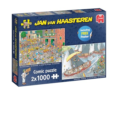 Jumbo Spiele 1110100037 Jan Van Haasteren Der Käsemarkt + Die Segelregatta 2x1000 Teile Puzzle von Jumbo