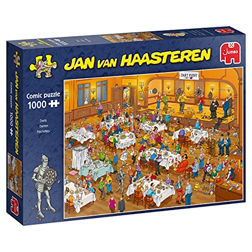 Jumbo Spiele Jan van Haasteren Puzzle 1000 Teile – Darten – ab 12 Jahren – Comic Puzzle von Jumbo