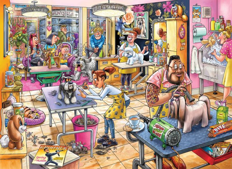 Jumbo Wasgij Mystery 23 - Hundesalon Pfötchen 1000 Teile Puzzle Jumbo-00589 von Jumbo