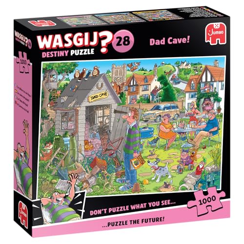 Wasgij Destiny 28 – Der Abstellraum von Papa! – Dad Cave! – Puzzle für Erwachsene – lustiges Puzzle – 100% recycelter Karton – 1000 Teile Jumbo von Jumbo