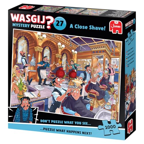 Wasgij Mystery 27 – Eine Rasur sehr nah – A Close Shave! – Puzzle für Erwachsene – Lustig – Karton 100% recycelt – 1000 Teile Jumbo von Jumbo