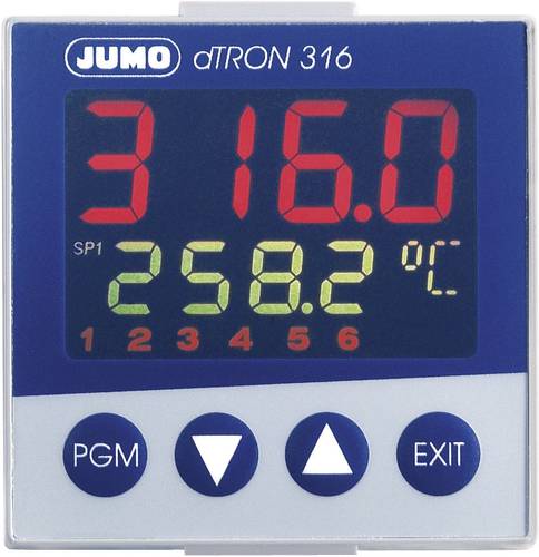 Jumo dTRON 316 PID Temperaturregler Pt100, Pt500, Pt1000, KTY11-6, L, J, U, T, K, E, N, S, R, B, C, von Jumo