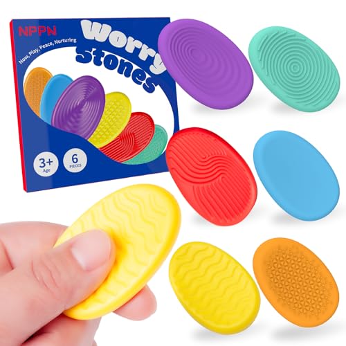 Sensorische Fidget Toys für Kinder -6 Pc Sorgensteine gegen Angst, ADHS & Autismushilfe. Beruhigendes Fingerspielzeug für Senioren/Erwachsene - Fokus Geschenk mit Textur Sensorische Fidget Toys für Kinder -6 Pc Sorgensteine gegen Angst, ADHS & Autismushilfe. Beruhigendes Fingerspielzeug für Senioren/Erwachsene - Fokus Geschenk mit Textur von Jumstigate