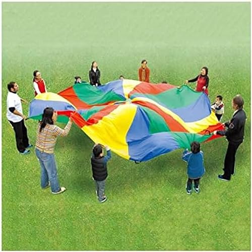 Spielen Sie Fallschirm-Kinderregenbogen, der mit Fallschirm spielt, Outdoor-Garten/Kindergarten-Multiplayer-kooperatives Spielzelt, 2–12 m, 10 m/32,8 Fuß von JunErQiCe