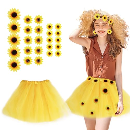 JunMallko Sonnenblumen Kostüm Accessoires Set, Damen Sonnenblumen Kostüm, Gelb Tüllrock, Sonnenblumen Haarschmuck, Sonnenblumen Blütenköpfe, Sonnenblumen Kostüm Damen für Karneval Halloween Fasching JunMallko Sonnenblumen Kostüm Accessoires Set, Damen Sonnenblumen Kostüm, Gelb Tüllrock, Sonnenblumen Haarschmuck, Sonnenblumen Blütenköpfe, Sonnenblumen Kostüm Damen für Karneval Halloween Fasching von JunMallko