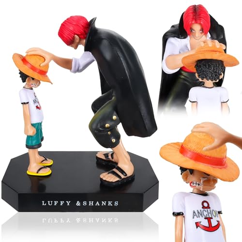 JunMallko Anime One Piece Figur - One Piece Anime Figuren 18cm Model Actionfigur PVC Doll Collectibles Ruffy und Shanks Charakter Figure Statue von JunMallko