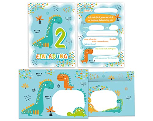 12 Einladungskarten incl. 12 Umschläge zum 2. Kindergeburtstag zweite Geburtstag Jungen Dino Dinosaurier Geburtstagseinladungen 12 Einladungskarten incl. 12 Umschläge zum 2. Kindergeburtstag zweite Geburtstag Jungen Dino Dinosaurier Geburtstagseinladungen von Junapack
