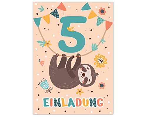 12 Einladungskarten zum 5. Kindergeburtstag Einladung zum fünften Geburtstag Mädchen Jungen Faultier 12 Einladungskarten zum 5. Kindergeburtstag Einladung zum fünften Geburtstag Mädchen Jungen Faultier von Junapack