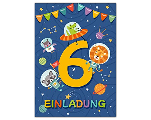 12 Einladungskarten zum 6. Kindergeburtstag sechste Geburtstag Jungen Mädchen Astronautenparty Weltall Geburtstagseinladungen 12 Einladungskarten zum 6. Kindergeburtstag sechste Geburtstag Jungen Mädchen Astronautenparty Weltall Geburtstagseinladungen von Junapack