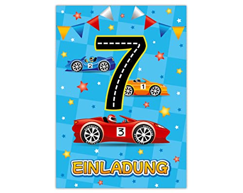 12 Einladungskarten zum 7. Kindergeburtstag siebte Geburtstag Jungen Rennauto Geburtstagseinladungen 12 Einladungskarten zum 7. Kindergeburtstag siebte Geburtstag Jungen Rennauto Geburtstagseinladungen von Junapack