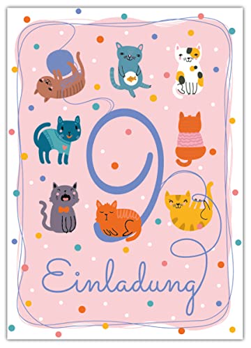 12 Einladungskarten zum 9. Kindergeburtstag neunte Geburtstag Mädchen Jungen Katzen Katze 12 Einladungskarten zum 9. Kindergeburtstag neunte Geburtstag Mädchen Jungen Katzen Katze von Junapack