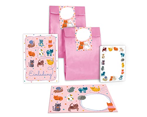 12 Einladungskarten zum Kindergeburtstag Mädchen Jungen Katzen Katze incl. 12 Umschläge, 12 Tüten/rosa, 12 Aufkleber, 12 Blöcke 12 Einladungskarten zum Kindergeburtstag Mädchen Jungen Katzen Katze incl. 12 Umschläge, 12 Tüten/rosa, 12 Aufkleber, 12 Blöcke von Junapack