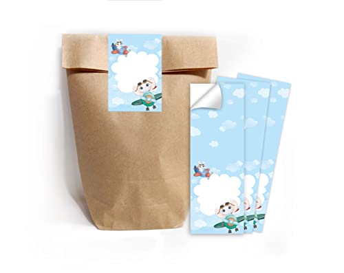 12 Geschenktüten (Natur) + 12 Aufkleber Tiere Elefant Giraffe für Mitgebsel Gastgeschenk beim Kindergeburtstag Mädchen Jungen von Junapack