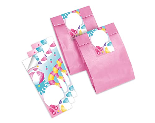 12 Geschenktüten (rosa) + 12 Aufkleber Schwimmbad Pool-Party für Mitgebsel Gastgeschenk beim Kindergeburtstag Jungen Mädchen von Junapack