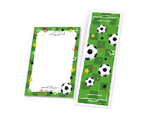 12 Lesezeichen + 12 Mini-Notizblöcke (A7-Format) Fussball Fußball Mitgebsel für Kindergeburtstag Gastgeschenke für Jungen von Junapack