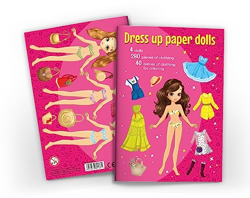 Anziehpuppen zum Ausschneiden Anziehpuppe aus Papier Papierpuppen-Spielbuch (4 Puppen) mit Kleidungsstücken zum Anziehen von Junapack