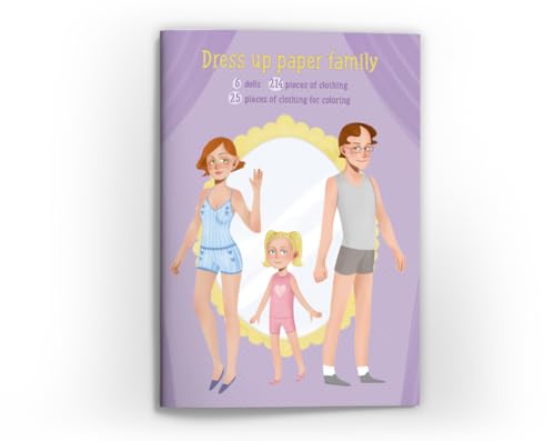 Anziehpuppen zum Ausschneiden Anziehpuppe aus Papier Papierpuppen-Spielbuch (6 Anziehpuppen/eine Familie aus Mama, Papa, Tochter, Sohn, Oma und Opa) mit Kleidungsstücken zum anziehen von Junapack