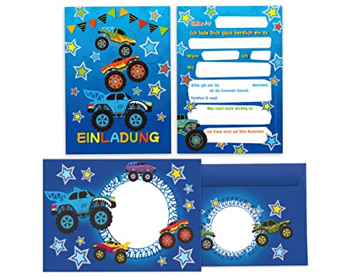Junapack 12 Einladungskarten incl. 12 Umschläge zum Kindergeburtstag Jungen Monster-Truck Auto Geburtstagseinladungen Junapack 12 Einladungskarten incl. 12 Umschläge zum Kindergeburtstag Jungen Monster-Truck Auto Geburtstagseinladungen von Junapack
