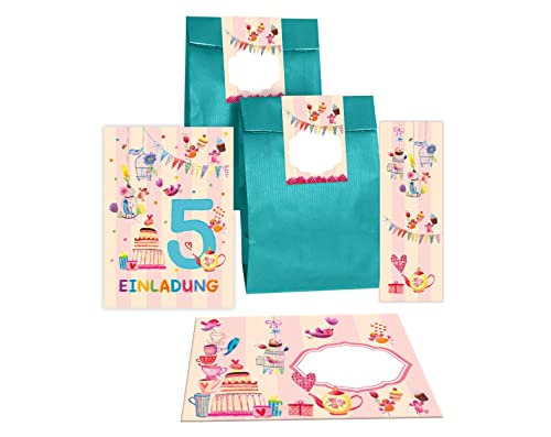 Junapack 12 Einladungskarten zum 5. Kindergeburtstag Einladung zum fünften Geburtstag Mädchen Vögelchen incl. 12 Umschläge, 12 Tüten/Petrol, 12 Aufkleber, 12 Lesezeichen Junapack 12 Einladungskarten zum 5. Kindergeburtstag Einladung zum fünften Geburtstag Mädchen Vögelchen incl. 12 Umschläge, 12 Tüten/Petrol, 12 Aufkleber, 12 Lesezeichen von Junapack