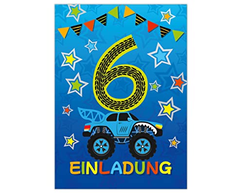 Junapack 12 Einladungskarten zum 6. Kindergeburtstag sechste Geburtstag Jungen Monster-Truck Auto Geburtstagseinladungen Junapack 12 Einladungskarten zum 6. Kindergeburtstag sechste Geburtstag Jungen Monster-Truck Auto Geburtstagseinladungen von Junapack